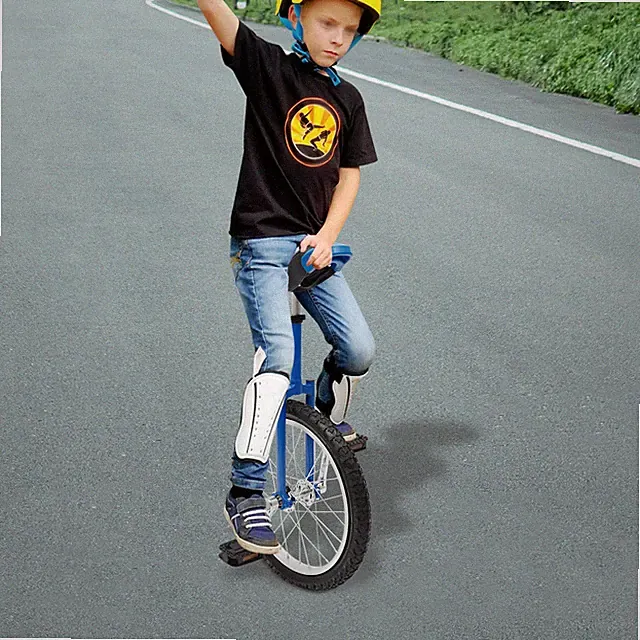 17.72inches Blue Adjustable Exercise Unicycle Outdoor Unicycle One Wheel Bike