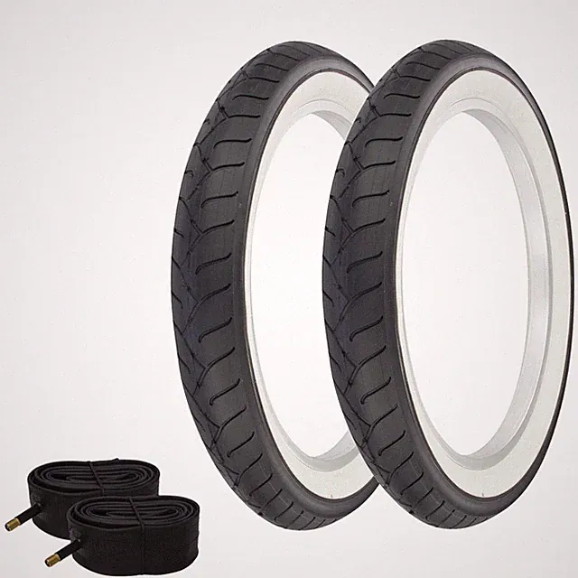 2 PRO+ BICYCLE WIRE BEAD FAT TIRE 20 x 3.00 BLACK/WHITE SLICK RIDER TREAD W/TUBE