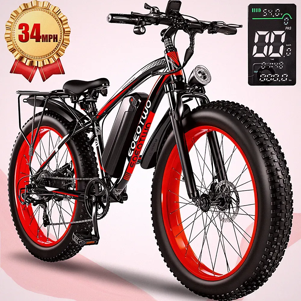 26"Fat Tire Electric Bike for Adults 1500W 34MPH 60Miles City Mountain Bicycle