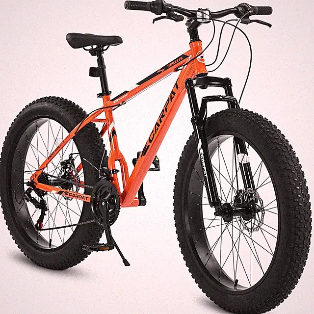 26 Inch Fat Tire Bike, Adult/Youth Shimano 21 Speed Mountain Bicycle,Orange