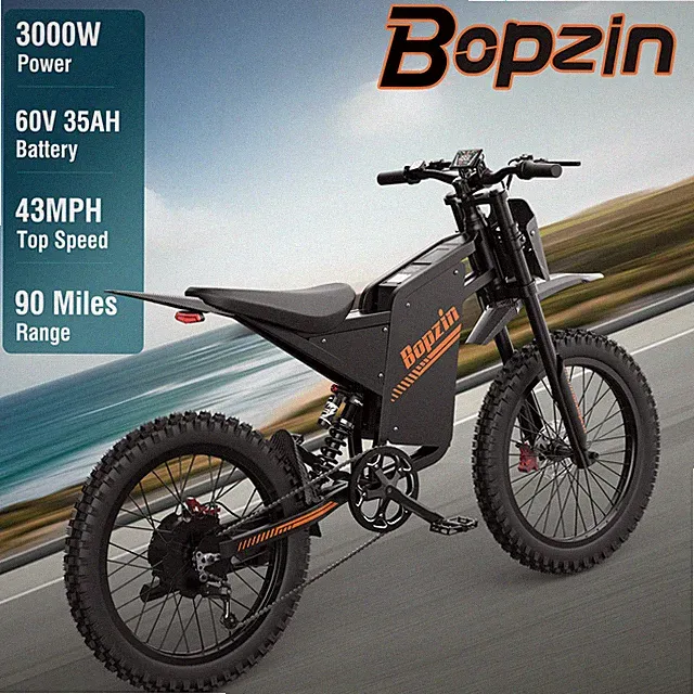 Bopzin 25" 60V 3000W 35Ah Electric Bike EBike Off-Road Adults E-Adventure Bike