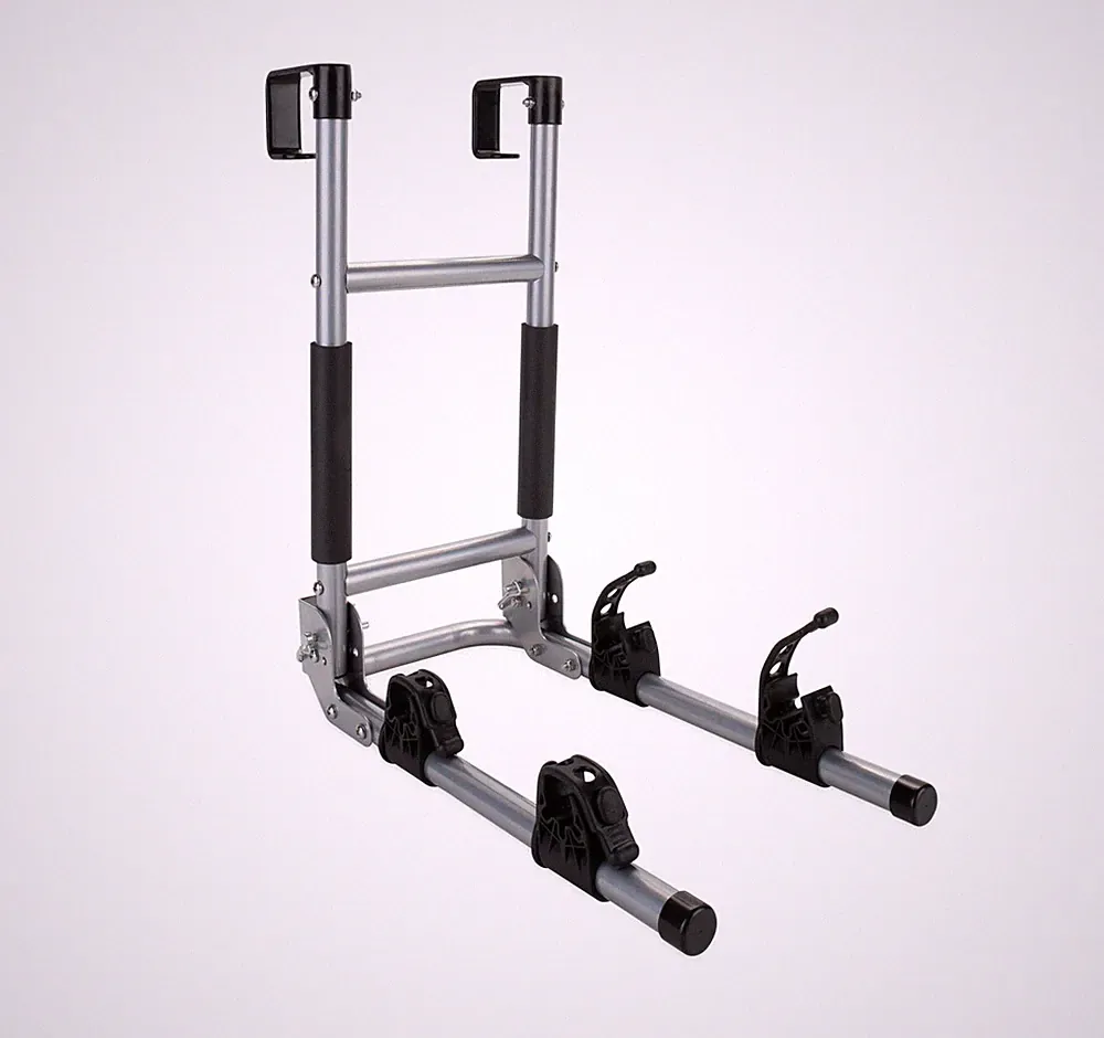 Camco Rv Ladder Mount Bike Rack Holds Two Bikes Easy Secure Transport 60 Lb C...