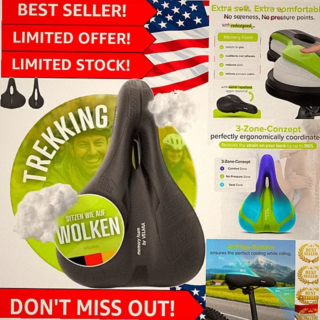 Ergonomic Waterproof Bicycle Saddle for Comfort - Memory Foam & Air Vent