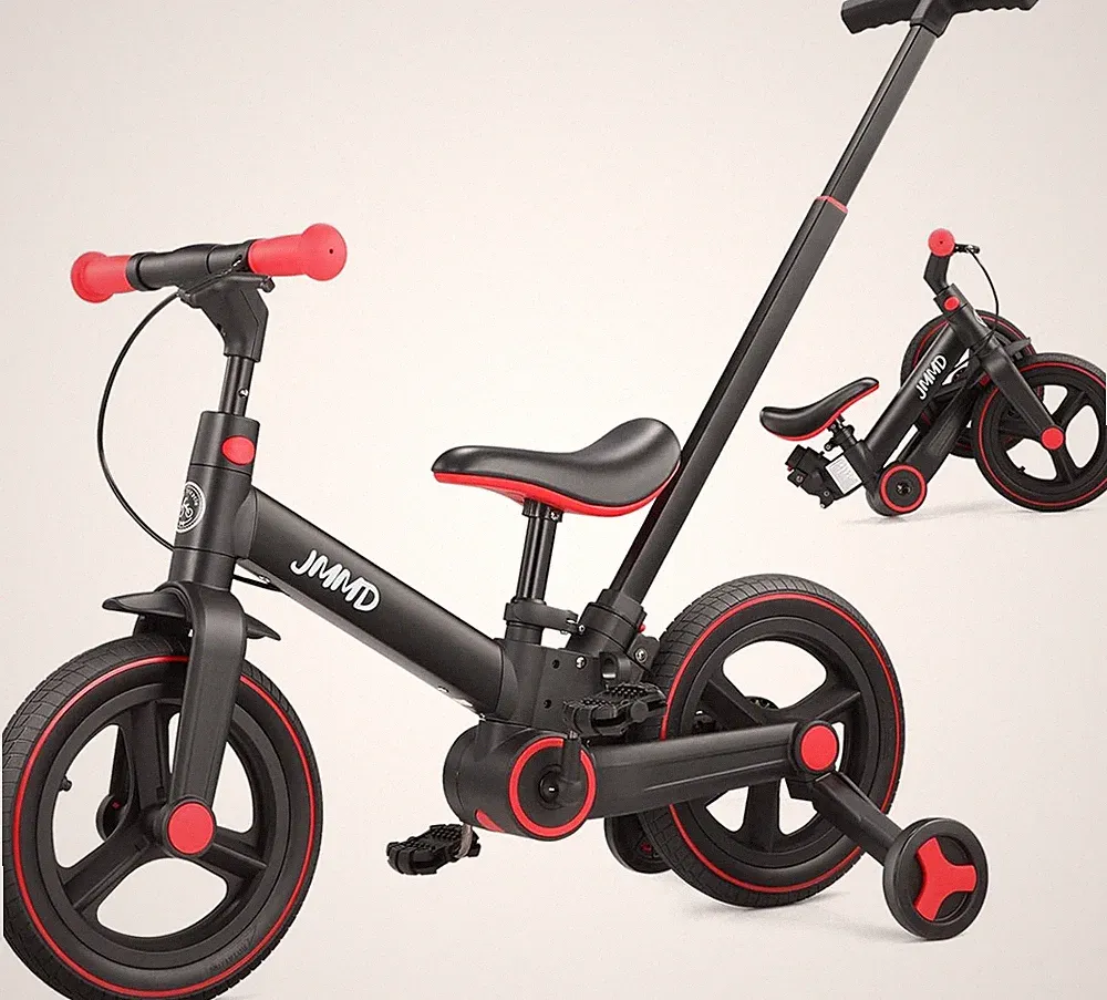 JMMD 6 in 1 Toddler Bike with Push Handle for Kids 18-60 Months, 12" Foldable Ba