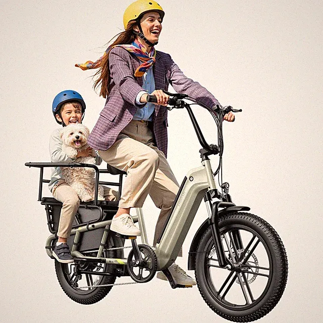 SISIGAD 1500W Peak Electric Cargo Bike for Adults - 28MPH 60Miles Long Range