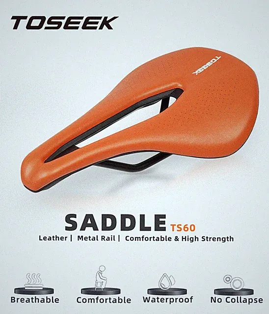 TOSEEK Bicycle Saddle Racing Breathable Seat Mountain Road Bike Saddle 254*143mm